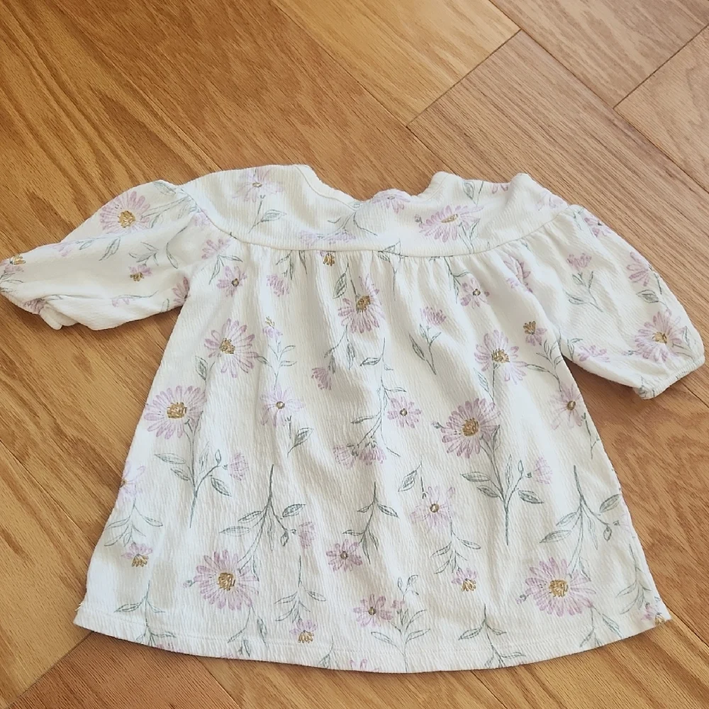 Carter's Soft White Baby Long Sleeves Dress 12 Months